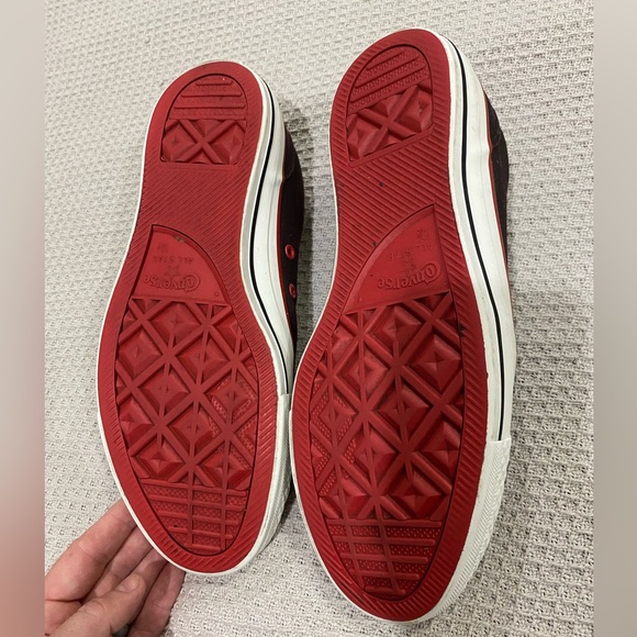 Converse All-Stars Sneakers - Low Top Black with Red Trim, Casual Street Shoes - Picture 5 of 12